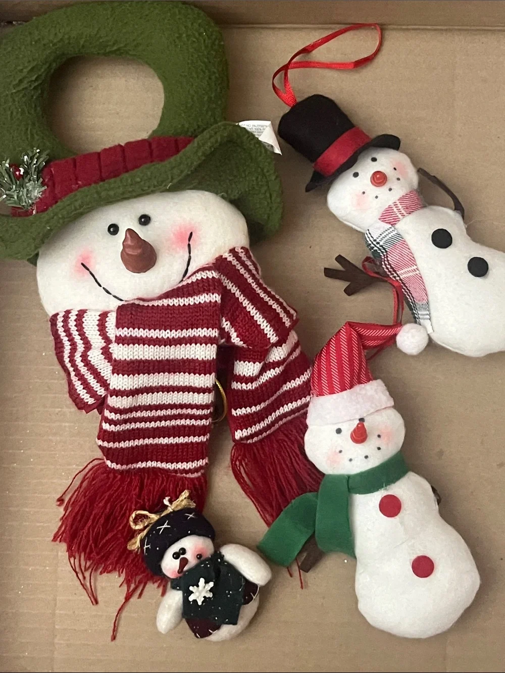 Festive Red & Green Snowman Holiday Ornaments Door Hanger - Set of 4 051